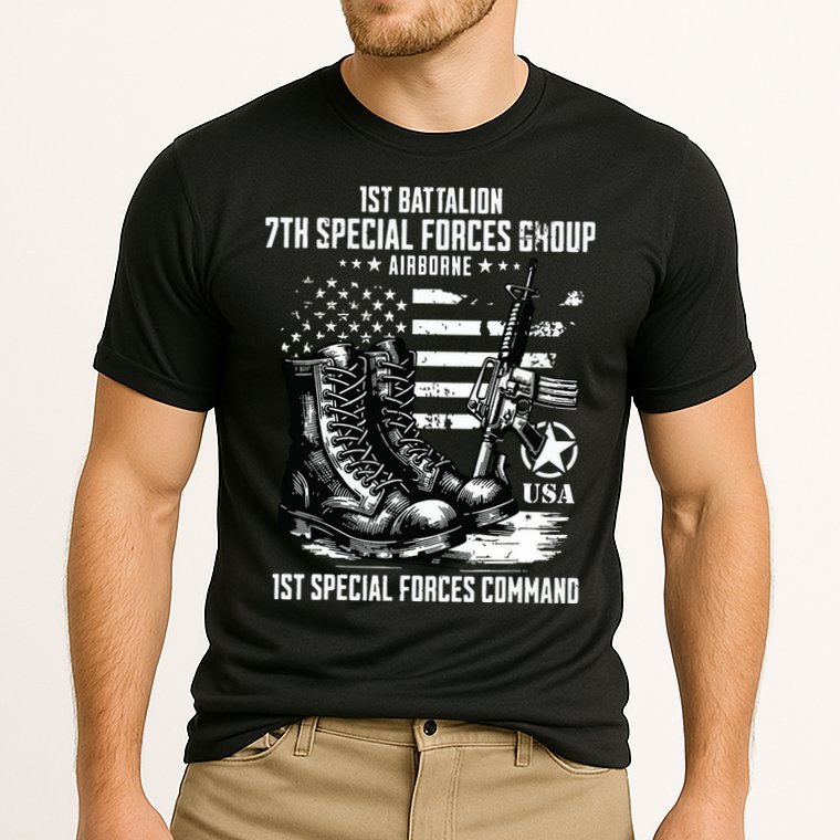 1st Battalion 7th Special Forces Group Airborne Veteran Cooling Performance Crew T-Shirt