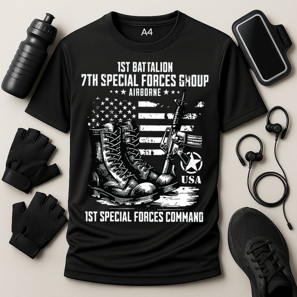 1st Battalion 7th Special Forces Group Airborne Veteran Cooling Performance Crew T-Shirt