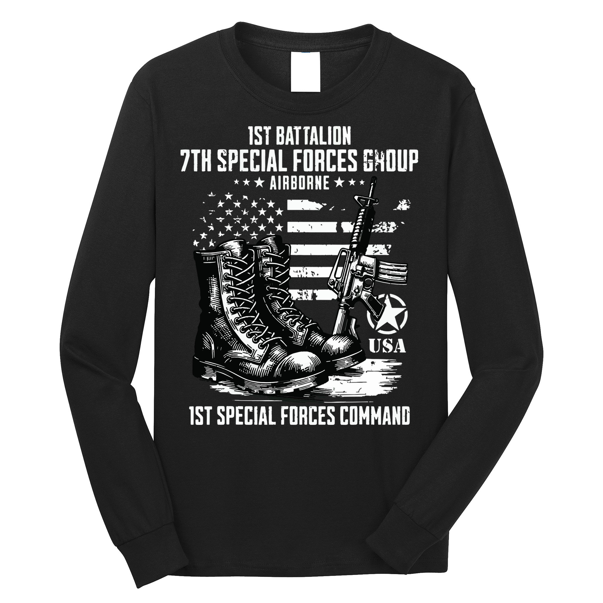 1st Battalion 7th Special Forces Group Airborne Veteran Long Sleeve Shirt