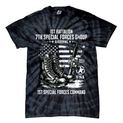 1st Battalion 7th Special Forces Group Airborne Veteran Tie-Dye T-Shirt