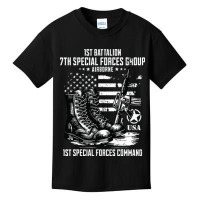 1st Battalion 7th Special Forces Group Airborne Veteran Kids T-Shirt