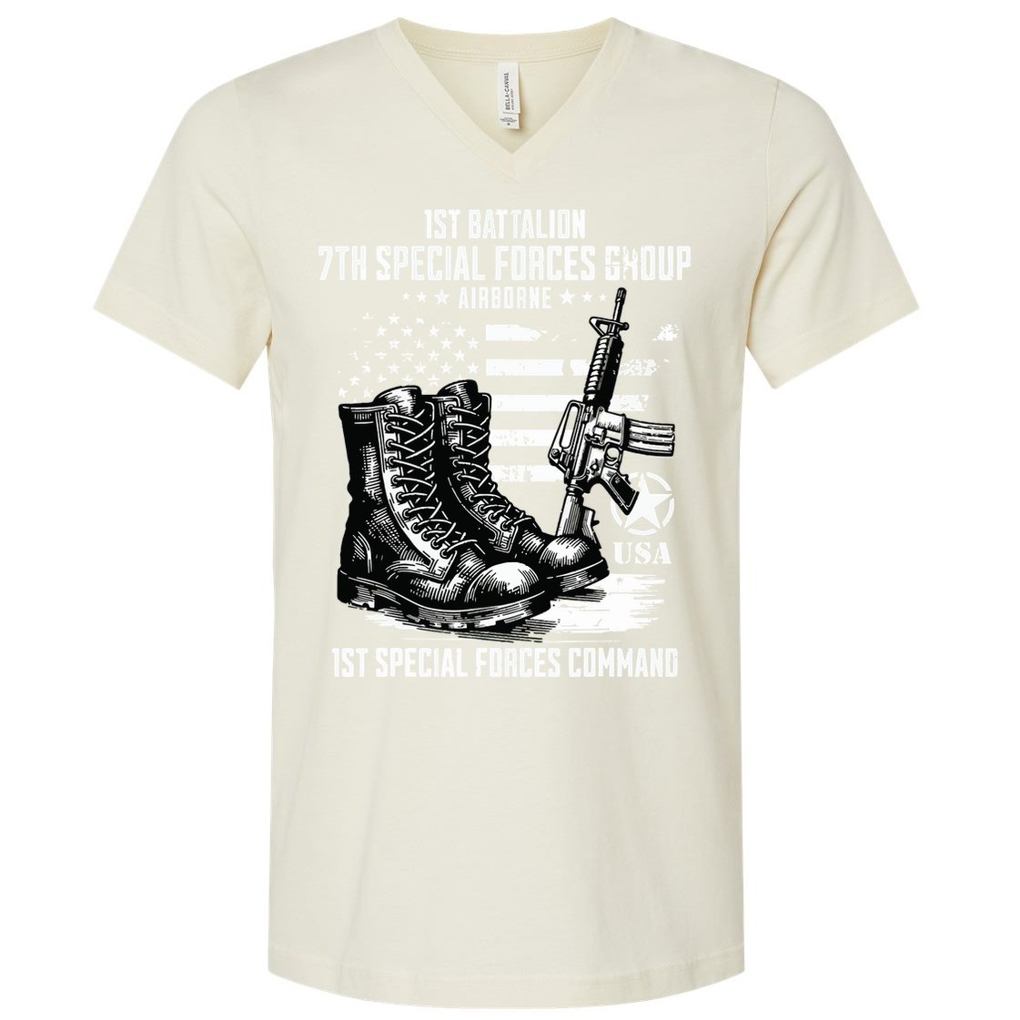 1st Battalion 7th Special Forces Group Airborne Veteran V-Neck T-Shirt