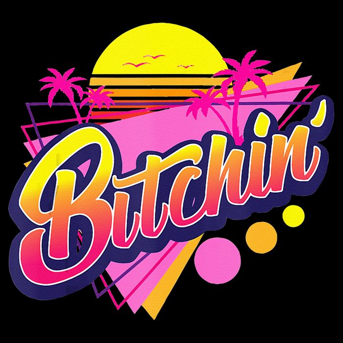 1980s Bitchin 80s Retro Vintage Palm Trees & Sunset Design Kids T-Shirt