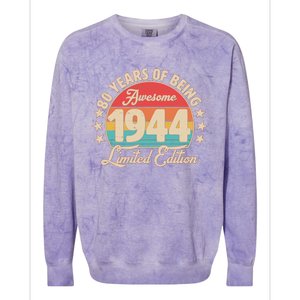 1944 Birthday 80 Years Of Being Awesome Limited Edition Colorblast Crewneck Sweatshirt