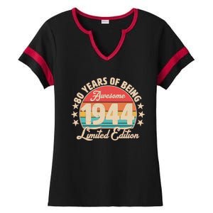 1944 Birthday 80 Years Of Being Awesome Limited Edition Ladies Halftime Notch Neck Tee