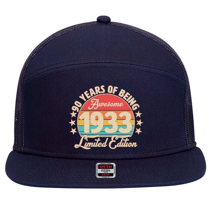 1933 Birthday 90 Years Of Of Being Awesome Limited Edition 7 Panel Mesh Trucker Snapback Hat
