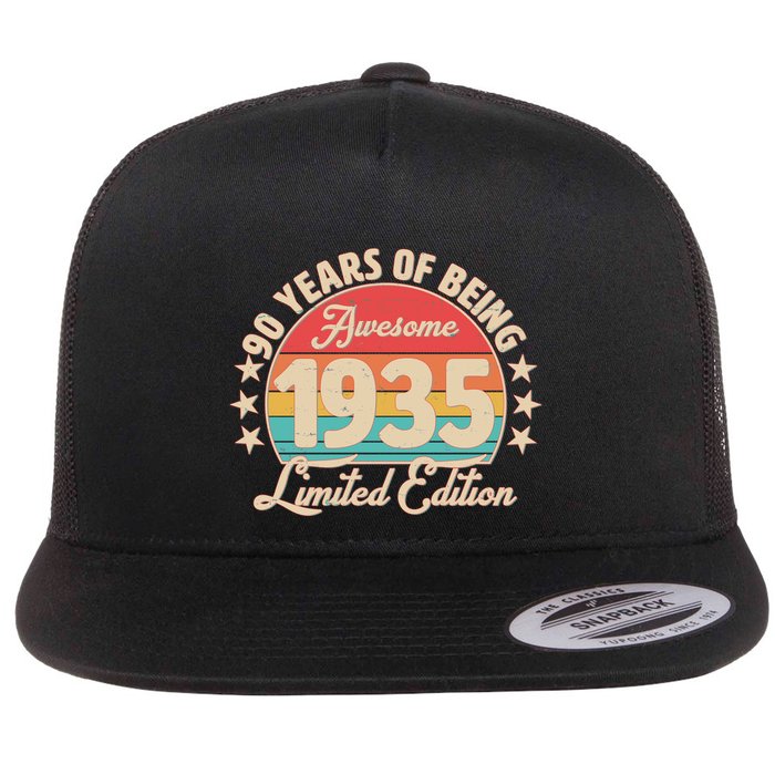 1935 Birthday 90 Years Of Being Awesome Limited Edition Flat Bill Trucker Hat