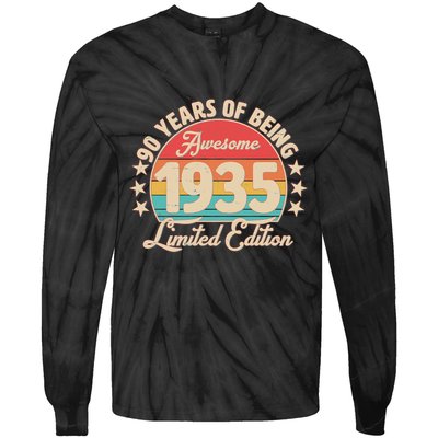 1935 Birthday 90 Years Of Being Awesome Limited Edition Tie-Dye Long Sleeve Shirt