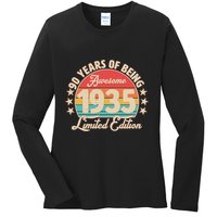 1935 Birthday 90 Years Of Being Awesome Limited Edition Ladies Long Sleeve Shirt