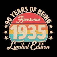1935 Birthday 90 Years Of Being Awesome Limited Edition Ladies Long Sleeve Shirt