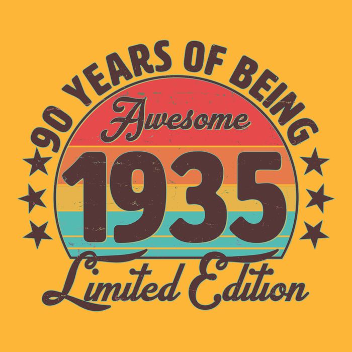 1935 Birthday 90 Years Of Being Awesome Limited Edition Cooling Performance Crew T-Shirt