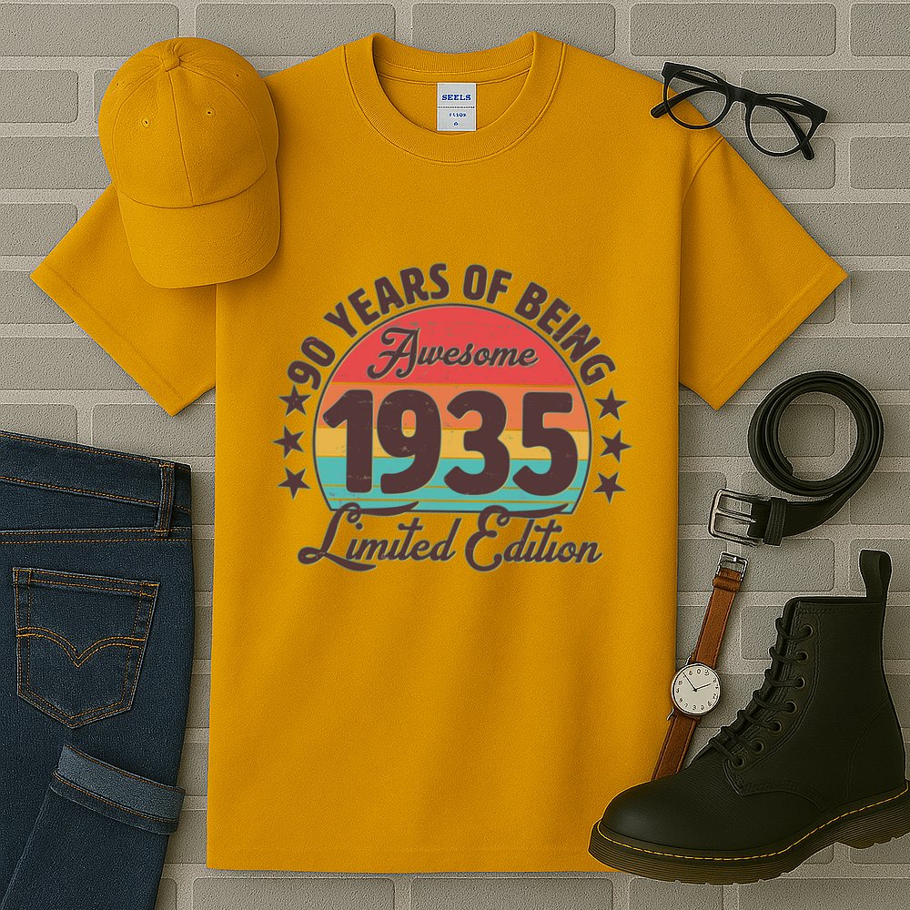 1935 Birthday 90 Years Of Being Awesome Limited Edition Tall T-Shirt