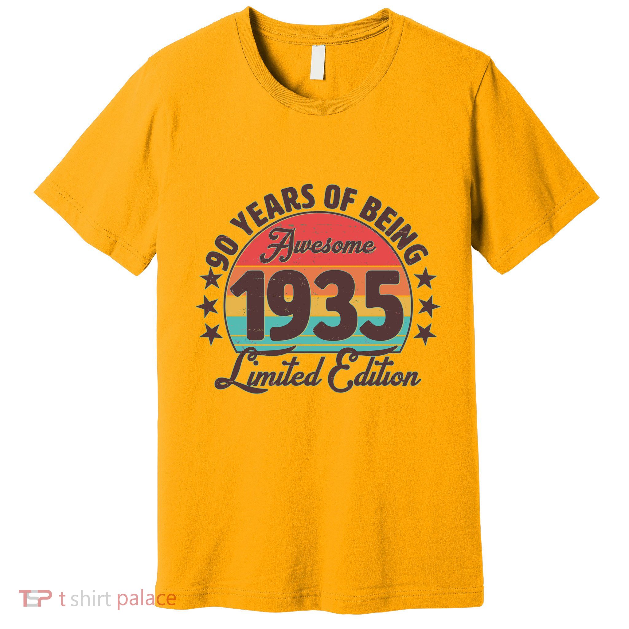 1935 Birthday 90 Years Of Being Awesome Limited Edition Premium T-Shirt