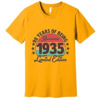 1935 Birthday 90 Years Of Being Awesome Limited Edition Premium T-Shirt