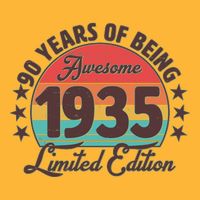 1935 Birthday 90 Years Of Being Awesome Limited Edition Premium T-Shirt
