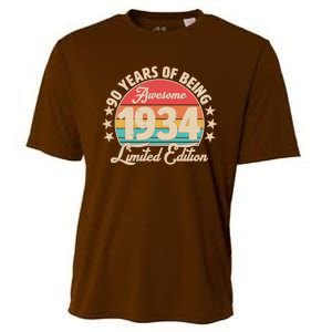 1934 Birthday 90 Years Of Being Awesome Limited Edition Cooling Performance Crew T-Shirt