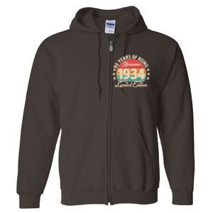 1934 Birthday 90 Years Of Being Awesome Limited Edition Full Zip Hoodie