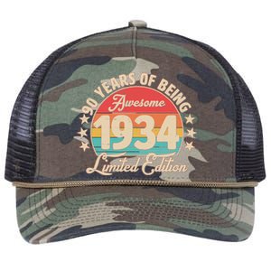 1934 Birthday 90 Years Of Being Awesome Limited Edition Retro Rope Trucker Hat Cap