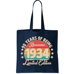 1934 Birthday 90 Years Of Being Awesome Limited Edition Tote Bag