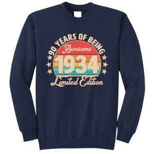 1934 Birthday 90 Years Of Being Awesome Limited Edition Tall Sweatshirt