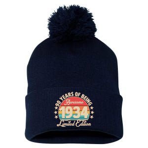 1934 Birthday 90 Years Of Being Awesome Limited Edition Pom Pom 12in Knit Beanie