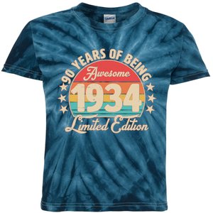 1934 Birthday 90 Years Of Being Awesome Limited Edition Kids Tie-Dye T-Shirt