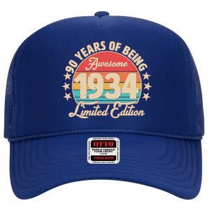 1934 Birthday 90 Years Of Being Awesome Limited Edition High Crown Mesh Back Trucker Hat