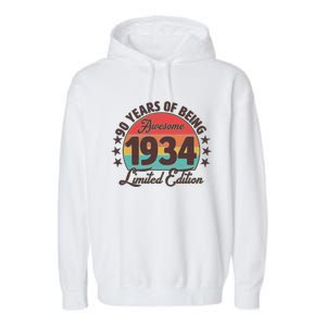 1934 Birthday 90 Years Of Being Awesome Limited Edition Garment-Dyed Fleece Hoodie