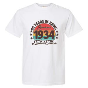 1934 Birthday 90 Years Of Being Awesome Limited Edition Garment-Dyed Heavyweight T-Shirt