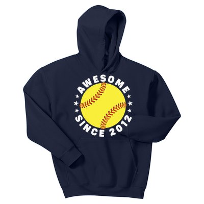 10th Birthday Awesome Since 2012 10 Years Old Softball Kids Hoodie