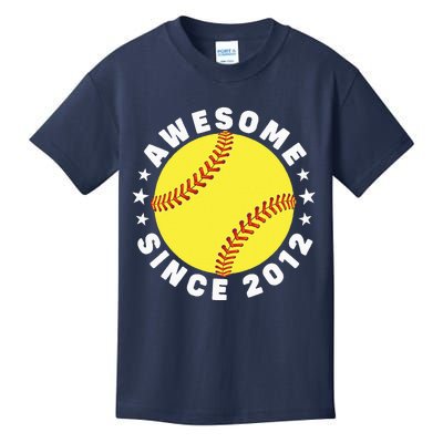 10th Birthday Awesome Since 2012 10 Years Old Softball Kids T-Shirt