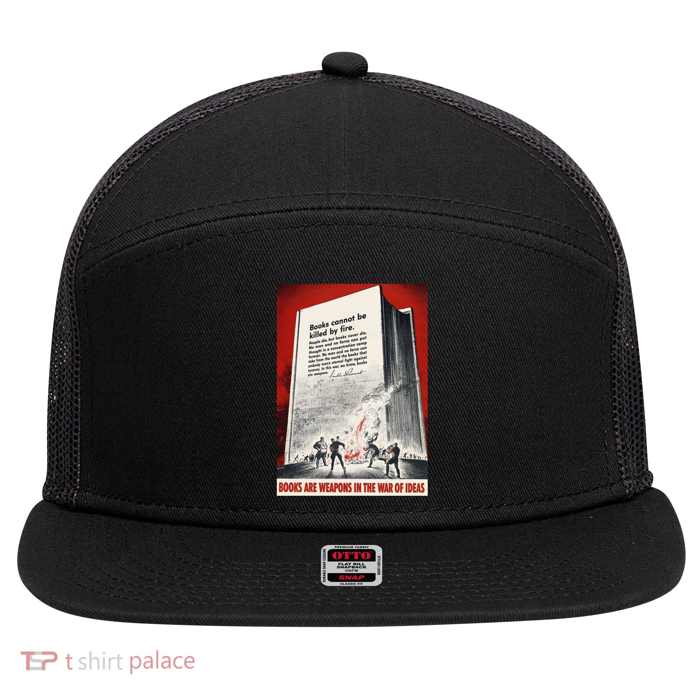 1940s Books Are Weapons Book Burning Wwii Propaganda War Poster 7 Panel Mesh Trucker Snapback Hat
