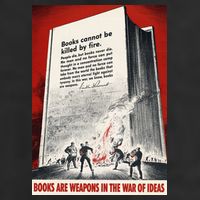 1940s Books Are Weapons Book Burning Wwii Propaganda War Poster 7 Panel Mesh Trucker Snapback Hat