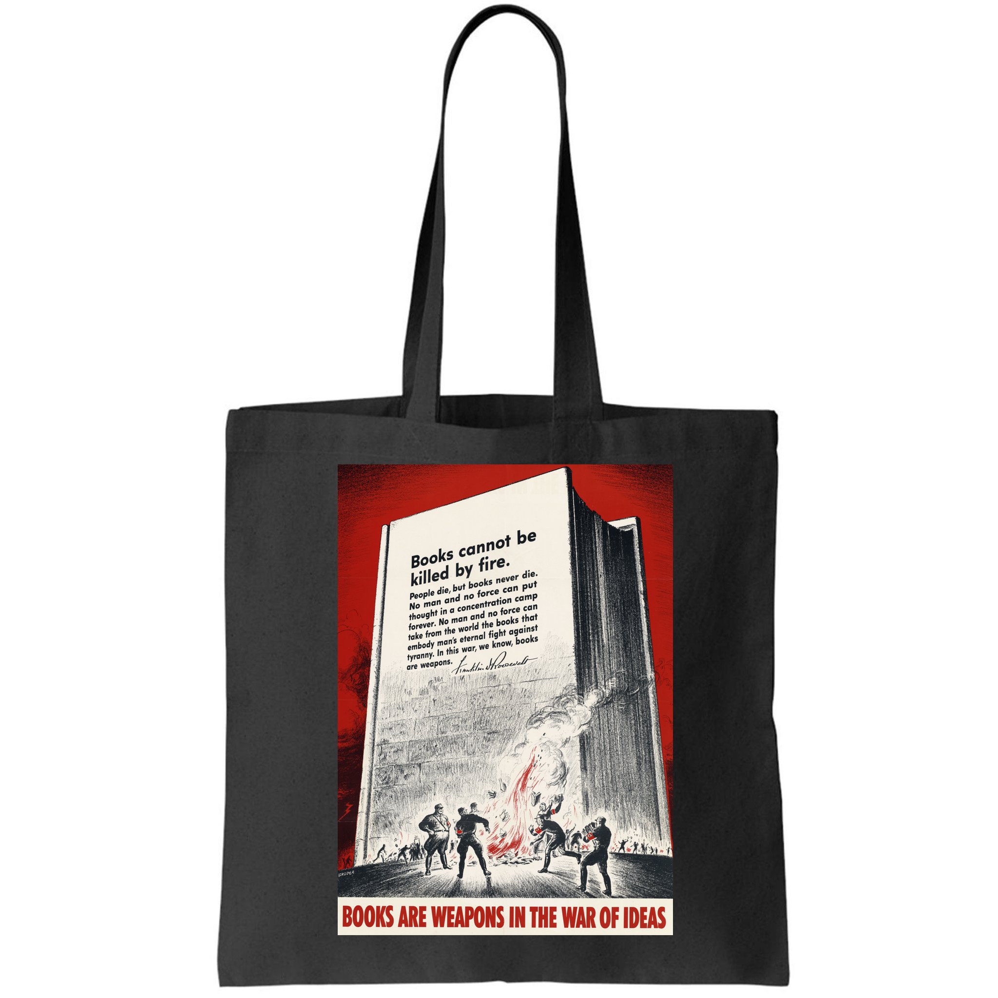 1940s Books Are Weapons Book Burning Wwii Propaganda War Poster Bag