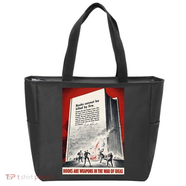 1940s Books Are Weapons Book Burning Wwii Propaganda War Poster Zip Tote Bag