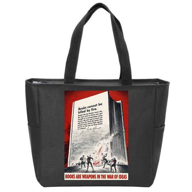 1940s Books Are Weapons Book Burning Wwii Propaganda War Poster Zip Tote Bag