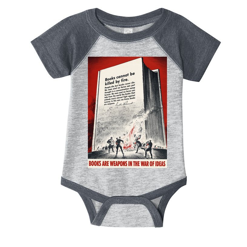 1940s Books Are Weapons Book Burning Wwii Propaganda War Poster Infant Baby Jersey Bodysuit