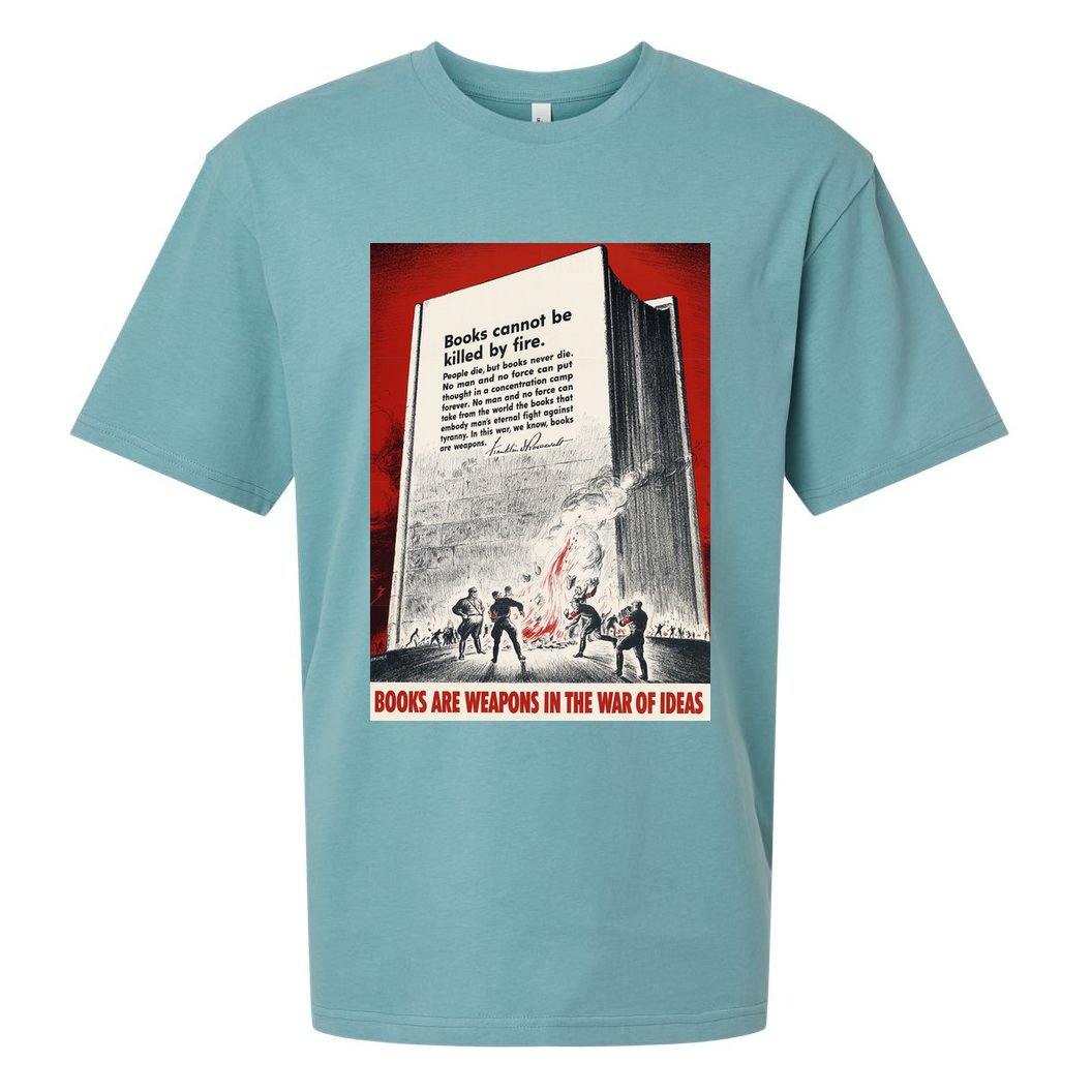 1940s Books Are Weapons Book Burning Wwii Propaganda War Poster Sueded Cloud Jersey T-Shirt