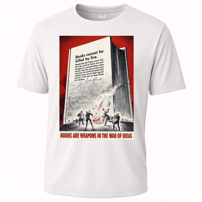 1940s Books Are Weapons Book Burning Wwii Propaganda War Poster Cooling Performance Crew T-Shirt