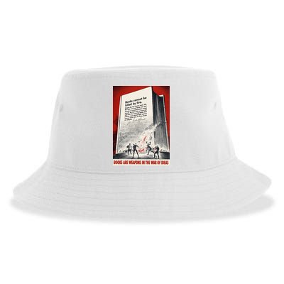 1940s Books Are Weapons Book Burning Wwii Propaganda War Poster Sustainable Bucket Hat