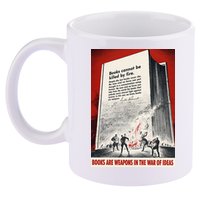 1940s Books Are Weapons Book Burning Wwii Propaganda War Poster 11oz C Handle Ceramic Mug