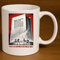1940s Books Are Weapons Book Burning Wwii Propaganda War Poster 11oz C Handle Ceramic Mug