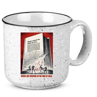 1940s Books Are Weapons Book Burning Wwii Propaganda War Poster 15oz Campfire Ceramic Mug