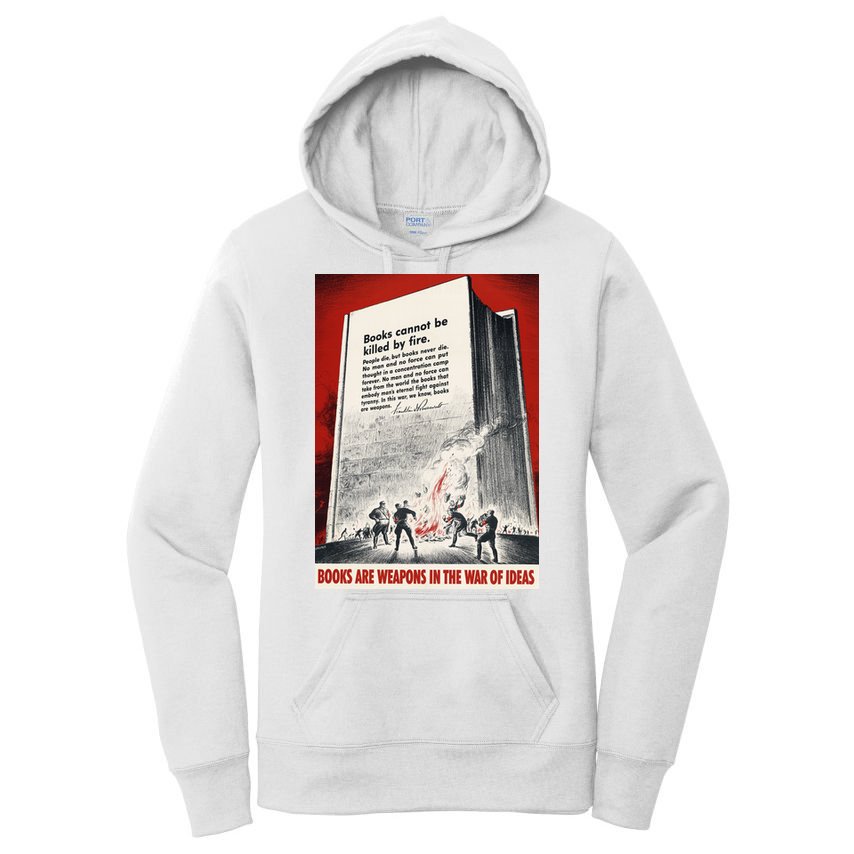 1940s Books Are Weapons Book Burning Wwii Propaganda War Poster Women's Pullover Hoodie