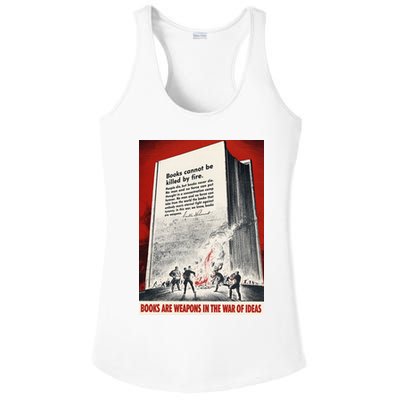 1940s Books Are Weapons Book Burning Wwii Propaganda War Poster Ladies PosiCharge Competitor Racerback Tank