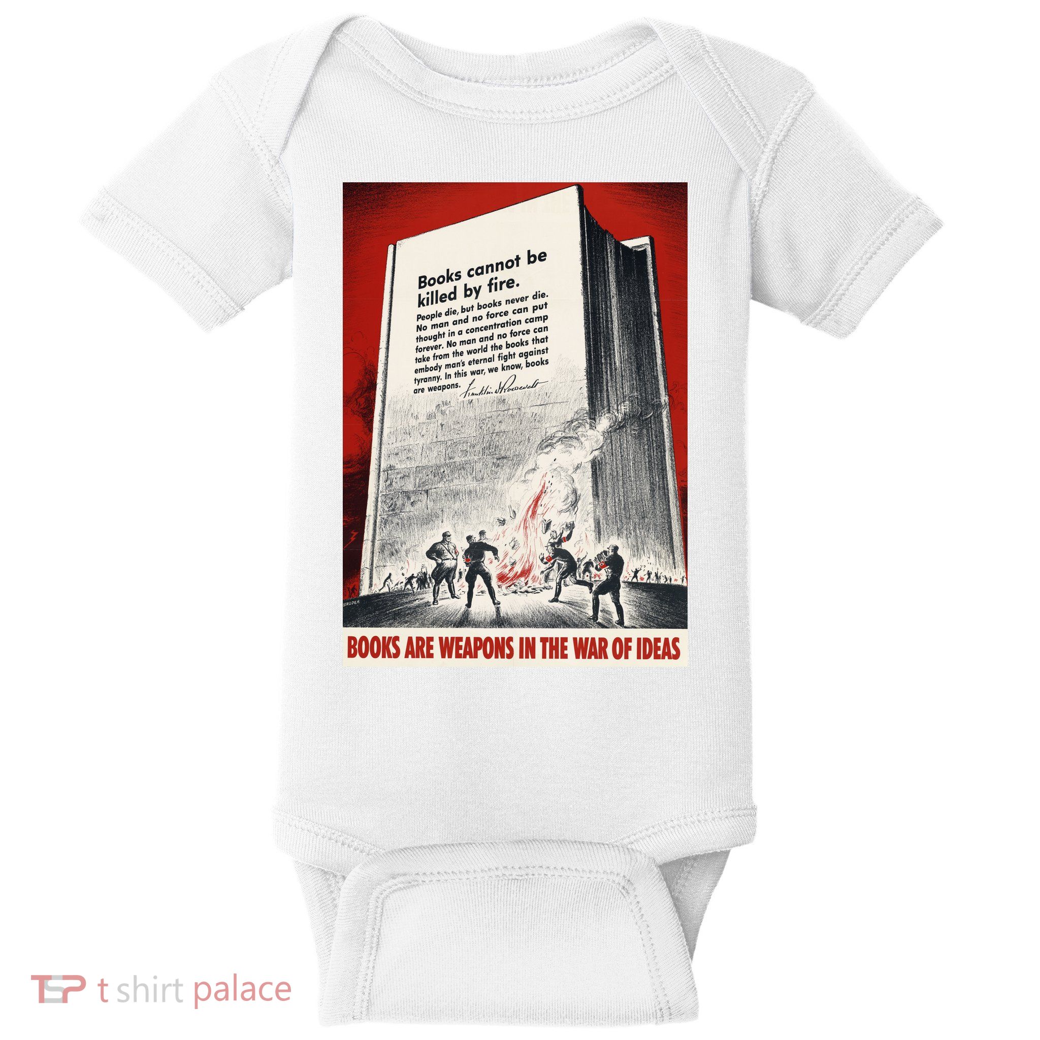 1940s Books Are Weapons Book Burning Wwii Propaganda War Poster Baby Bodysuit