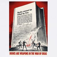1940s Books Are Weapons Book Burning Wwii Propaganda War Poster Womens T-Shirt