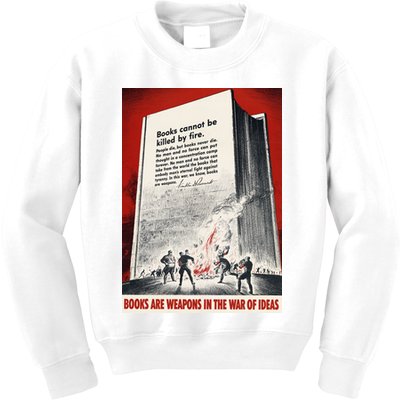 1940s Books Are Weapons Book Burning Wwii Propaganda War Poster Kids Sweatshirt