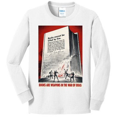 1940s Books Are Weapons Book Burning Wwii Propaganda War Poster Kids Long Sleeve Shirt