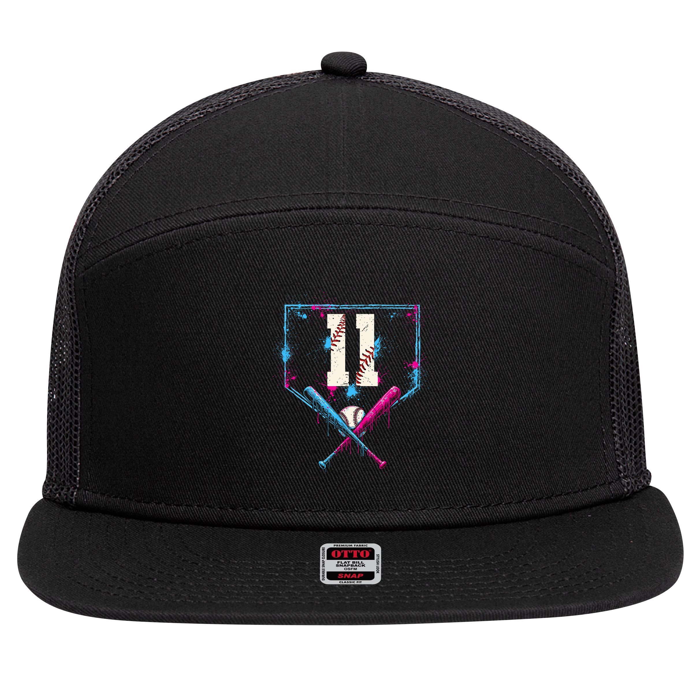 11th Birthday Baseball Home Plate Drip Ice Cream Sprinkle 7 Panel Mesh Trucker Snapback Hat